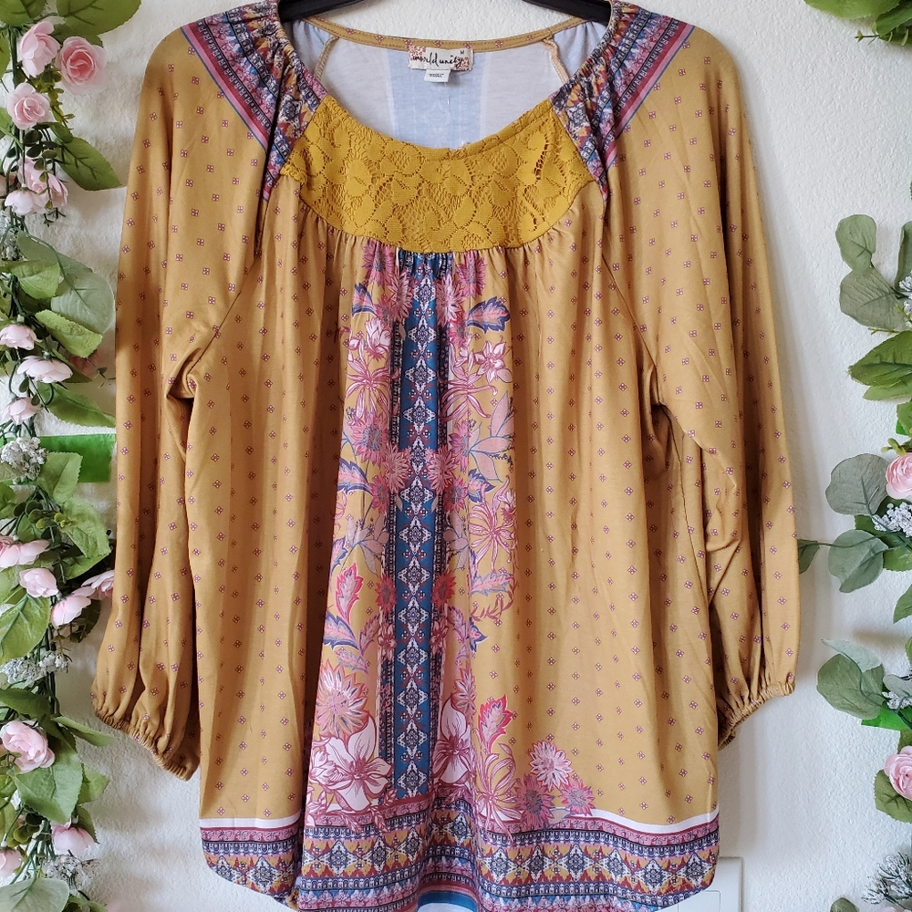 NWT World Unity - Beautiful Long Sleeve Blouse